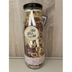 Herzerl rot-weiß in der Flasche