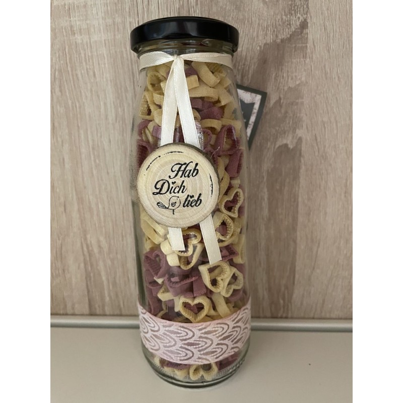 Herzerl rot-weiß in der Flasche