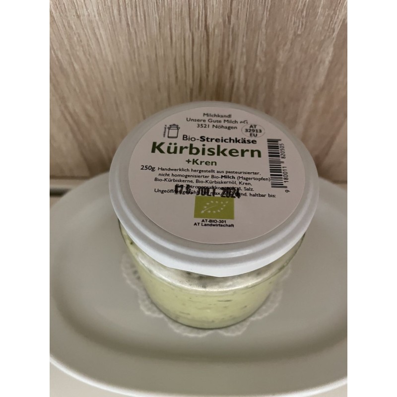 Streichkäse Kürbiskern+Kren inkl. Pfand