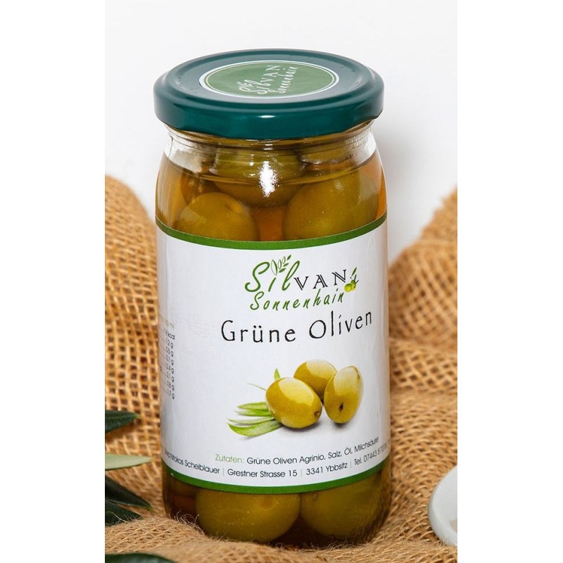 Grüne Oliven im Glas 215g