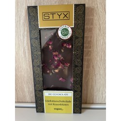 Edelbitterschokolade mit Rosenblüten 100g