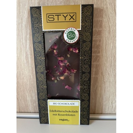 Edelbitterschokolade mit Rosenblüten 100g